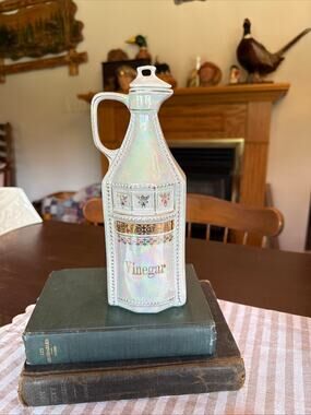 Vintage German 1930's Pearl Lusterware with gold accent Vinegar Cruet